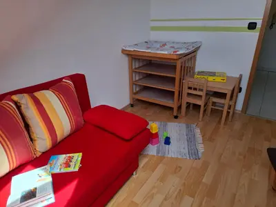 Ein Sitzbereich in der Unterkunft Ferienwohnung Lichtblau