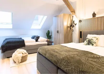 Ein Bett oder Betten in einem Zimmer der Unterkunft BaliApartment Hof, Küche, Parkplatz, 24h digital checkin, WLan250MBit