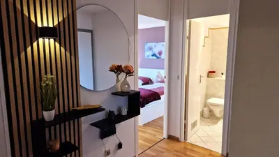 Ein Badezimmer in der Unterkunft Gemütliches Apartment mit Balkon und Parkplatz im Zentrum