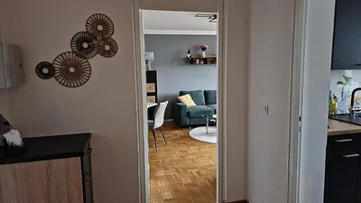 Ein Sitzbereich in der Unterkunft Gemütliches Apartment mit Balkon und Parkplatz im Zentrum