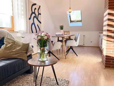 Ein Sitzbereich in der Unterkunft Ferienwohnung Härtl