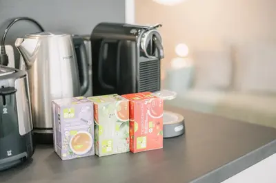 Kaffee-/Teezubehör in der Unterkunft 5 Min Central 1-Room Apartment - free parking 600 mbit Wifi