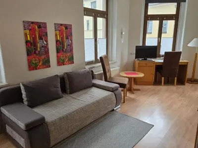 Ein Sitzbereich in der Unterkunft Pension Hotel Turmblick