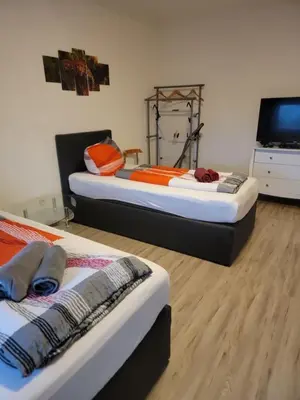 Ein Bett oder Betten in einem Zimmer der Unterkunft Ferienwohnung kopp in Plauen