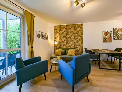 Ein Sitzbereich in der Unterkunft Moderne Ferienwohnung in ruhiger idyllischer Lage 2 plus 2 Personen möglich