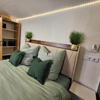 Ein Bett oder Betten in einem Zimmer der Unterkunft Grünhäuschen im Erzgebirge, 620 m üdM