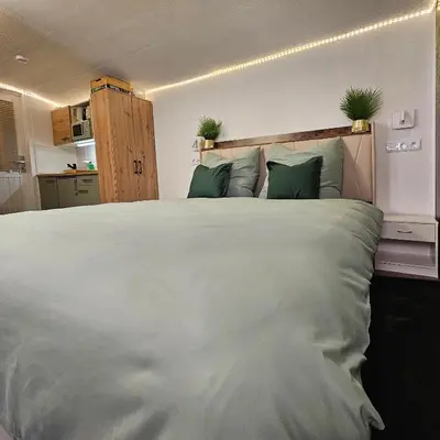 Ein Bett oder Betten in einem Zimmer der Unterkunft Grünhäuschen im Erzgebirge, 620 m üdM