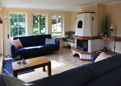 Ein Sitzbereich in der Unterkunft Exklusives Ferienhaus 