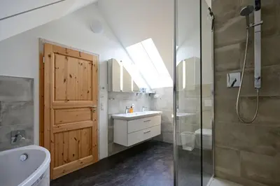 Ein Badezimmer in der Unterkunft Ferienwohnung Scharfenberg