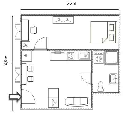 Grundriss der Unterkunft Stylische 40 qm im Erdgeschoss mitten in der Altstadt