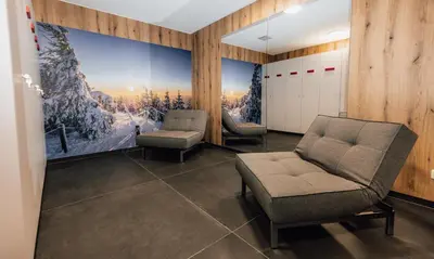 Ein Sitzbereich in der Unterkunft Berggasthof Neues Haus