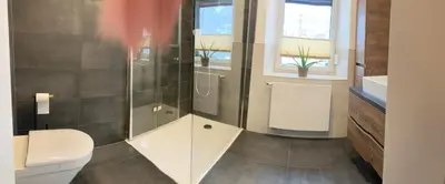 Ein Badezimmer in der Unterkunft Ferienwohnung Hammerbergblick Rittersgrün