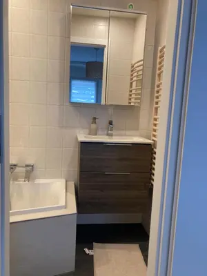Ein Badezimmer in der Unterkunft Ferienwohnung Hammerbergblick Rittersgrün