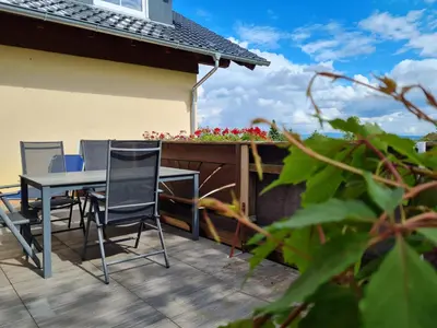 Ein Balkon oder eine Terrasse in der Unterkunft Fewo Fichtelflair