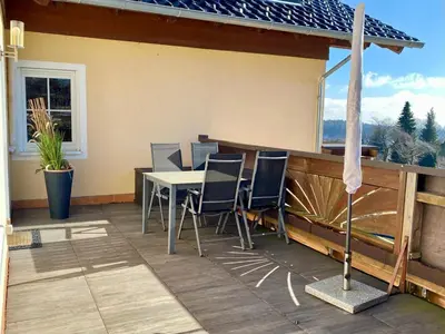 Ein Balkon oder eine Terrasse in der Unterkunft Fewo Fichtelflair