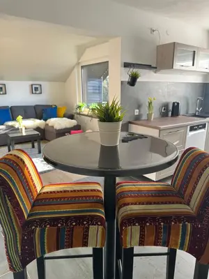 Küche/Küchenzeile in der Unterkunft Ferienwohnung Kunterbunt
