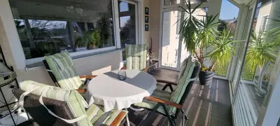 Ein Balkon oder eine Terrasse in der Unterkunft FeWo Süß