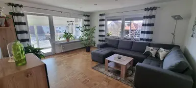 Ein Sitzbereich in der Unterkunft FeWo Süß
