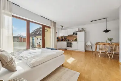Ein Sitzbereich in der Unterkunft Stay Malou Apartment zentrumsnah mit Kaffee-Teebar, Arbeitsplatz, Balkon und kostenlosen Stellplatz
