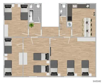 Grundriss der Unterkunft SAD242 Große Monteurwohnung Übergangswohnung