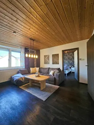 Ein Bett oder Betten in einem Zimmer der Unterkunft Ferienhaus Baumann mit Garten