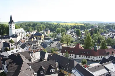 Ein allgemeiner Blick auf Schwarzenbach an der Saale oder ein Stadtblick von des Hotels aus