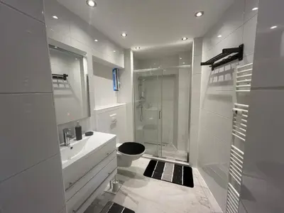 Ein Badezimmer in der Unterkunft Ferienwohnung am Neumarkt