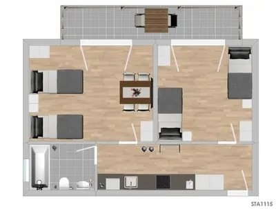 Grundriss der Unterkunft STA1115 gut geschnittene Monteurwohnung mit Balkon