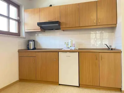 Küche/Küchenzeile in der Unterkunft STA1067 Moderne Monteurwohnung mit Balkon