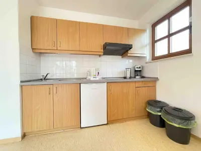 Küche/Küchenzeile in der Unterkunft STA1079 Moderne Monteurwohnung mit Balkon