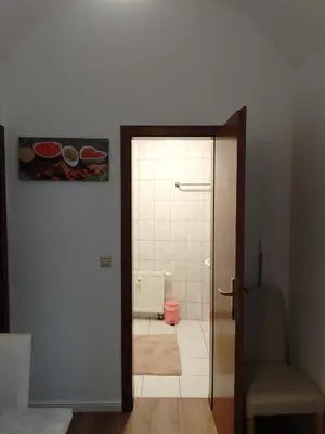 Ein Badezimmer in der Unterkunft Zum Ritter Ferienwohnung 500 Meter zum Freizeitpark Plohn