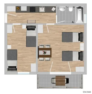Grundriss der Unterkunft STA1043 gut geschnittene Monteurwohnung mit Balkon