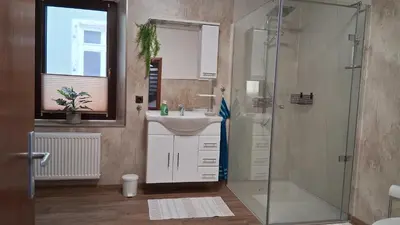 Ein Badezimmer in der Unterkunft Ferienwohnung am Perlenbach