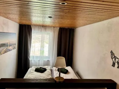 Ein Bett oder Betten in einem Zimmer der Unterkunft FICHTELRAUM Dein Raum im Fichtelgebirge