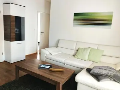 Ein Sitzbereich in der Unterkunft Ferienhaus Ferienwohnung Schöneberg