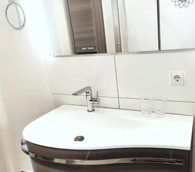Ein Badezimmer in der Unterkunft Ferienhaus Ferienwohnung Schöneberg