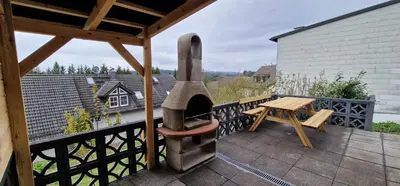 Ein Balkon oder eine Terrasse in der Unterkunft Quiet place with sauna