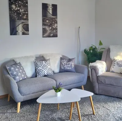 Ein Sitzbereich in der Unterkunft Ferienwohnung für 1 bis 2 Personen