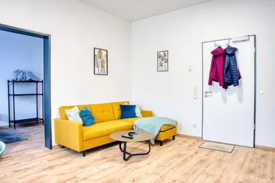 Ein Sitzbereich in der Unterkunft Urban Suite