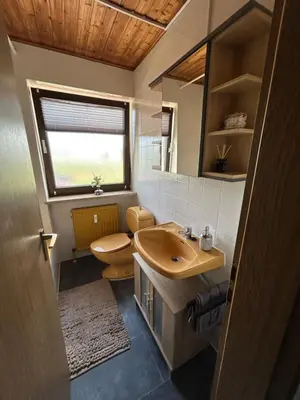 Ein Badezimmer in der Unterkunft Gemütliches 2-Zimmer-Apartment im Fichtelgebirge - nahe der Skipiste mit Terrasse & Free Parking