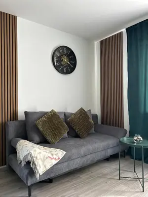 Ein Sitzbereich in der Unterkunft Gemütliches 2-Zimmer-Apartment im Fichtelgebirge - nahe der Skipiste mit Terrasse & Free Parking