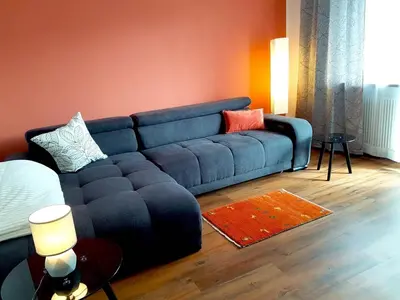 Ein Sitzbereich in der Unterkunft Geräumige Ferienwohnung inmitten der Natur