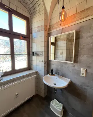 Ein Badezimmer in der Unterkunft Direkt am Freizeitpark Plohn by Immo Franzi