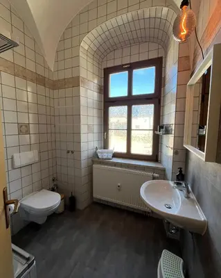 Ein Badezimmer in der Unterkunft Direkt am Freizeitpark Plohn by Immo Franzi
