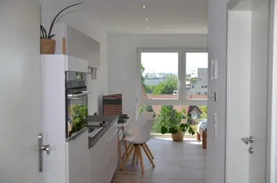 Küche/Küchenzeile in der Unterkunft Apartment mit Küche, 2 Einzelbetten, Dusche, Parkplatz, schnellem Internet, ADA3
