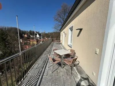 Ein Balkon oder eine Terrasse in der Unterkunft GER-Haus
