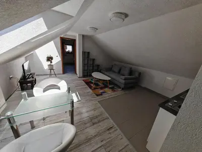Ein Sitzbereich in der Unterkunft Appartement am Bach