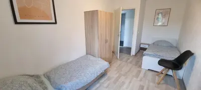 Ein Sitzbereich in der Unterkunft Monteurwohnung