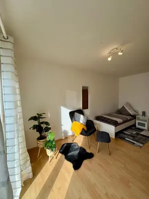 Ein Sitzbereich in der Unterkunft Stilvolle Erholungsoase am Berg, Ruhig & modern - Elli M18 - Frankenwald Apartments