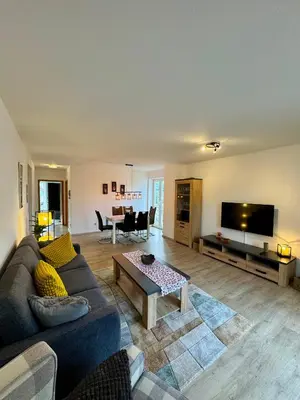 Ein Sitzbereich in der Unterkunft Stilvolle Erholungsoase am Berg, Ruhig & modern - Elli M18 - Frankenwald Apartments